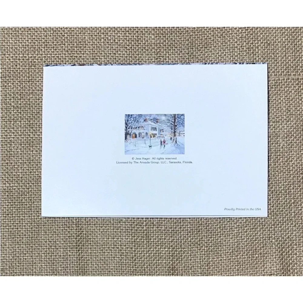 Jess Hager Art Winter Frolic Christmas Card Boys Pulling Sleds Snow Framable